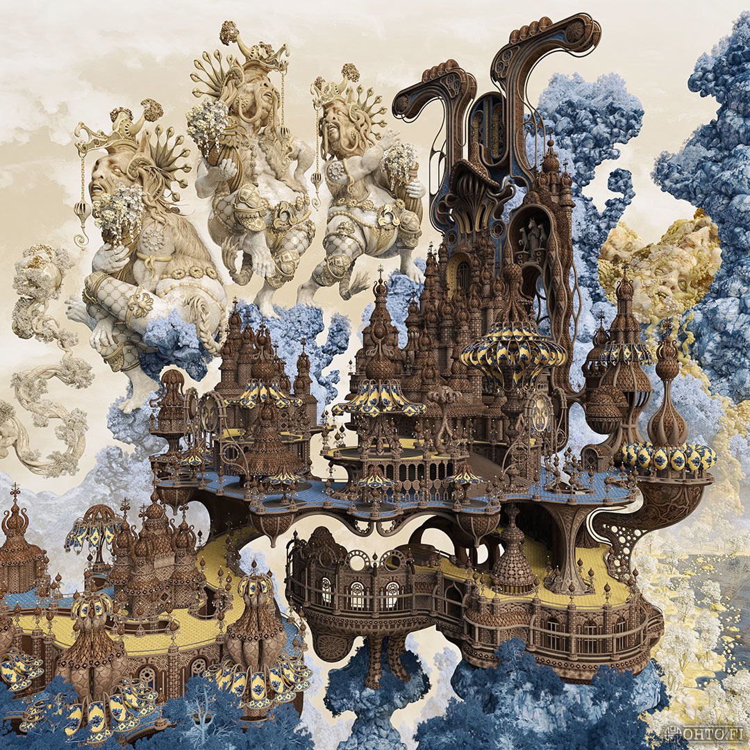 Kharkivian Chornozem Chants, a 3D illustration of a massive monastery complex, made with 3ds Max.