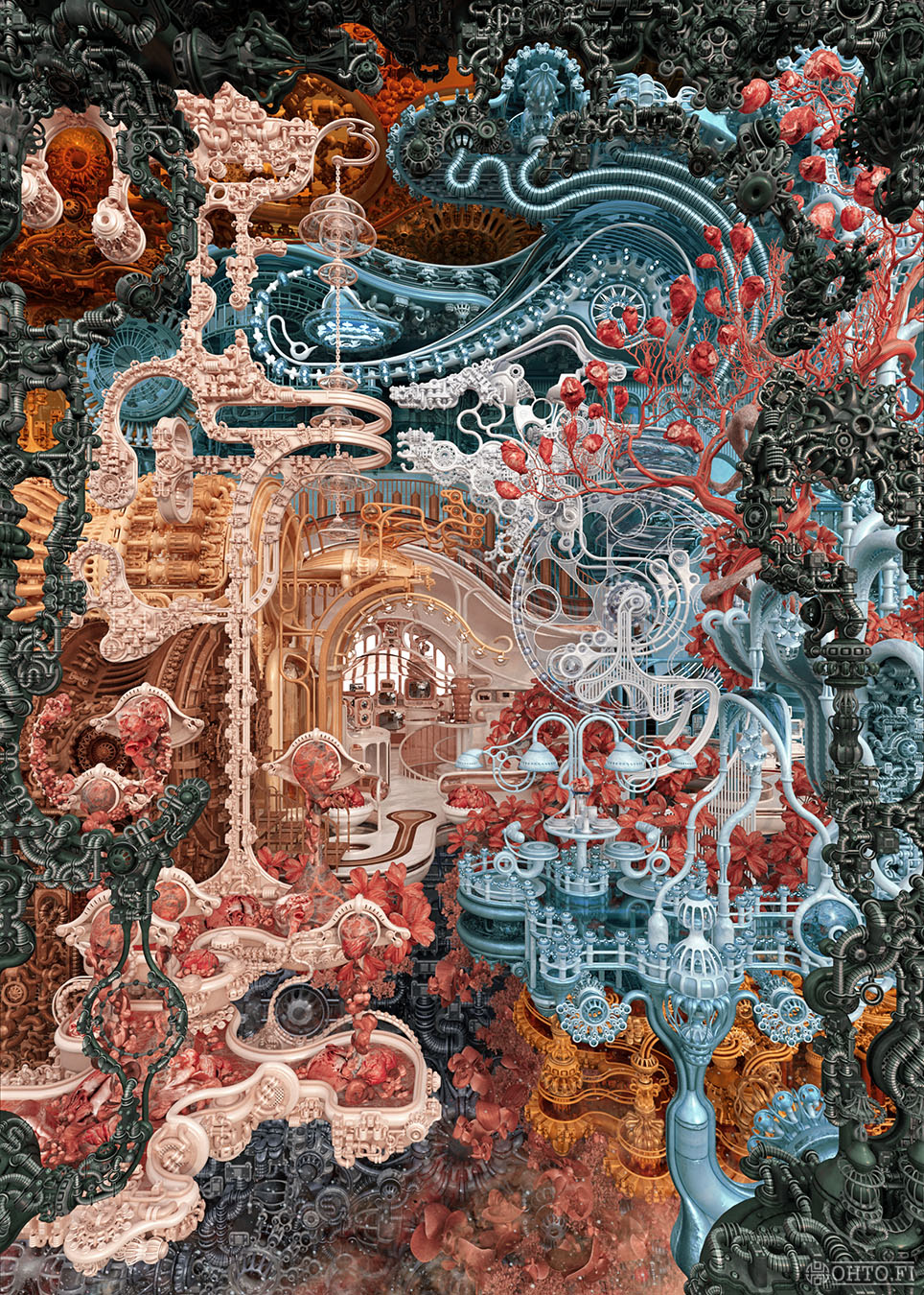 Flesh for Aeons, a 3D-illustration of a self-sufficient underground bunker, made with 3ds Max.