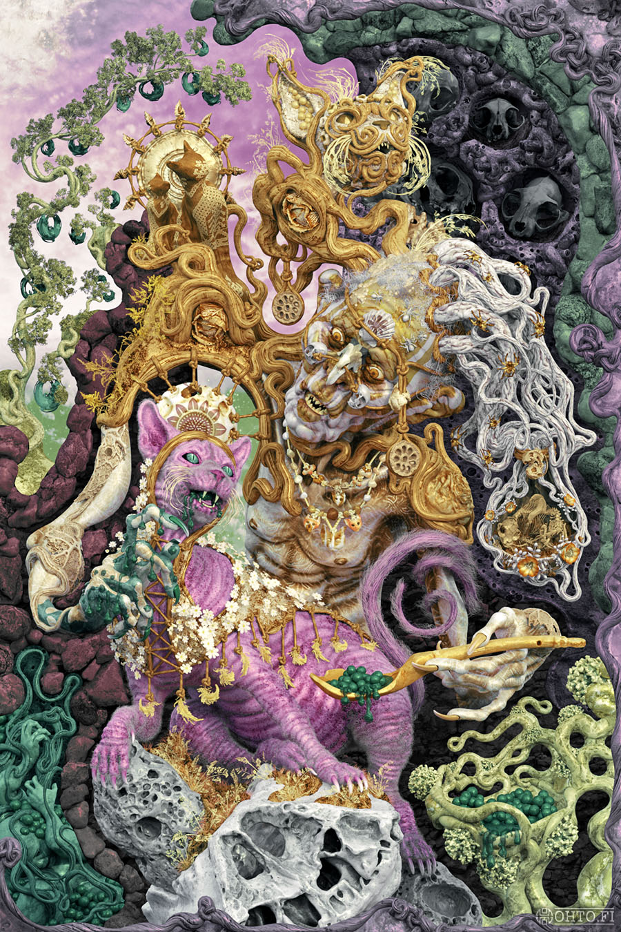 The Cult of Cave Kitten, a 3D-illustration about history of cat domestication, made with 3ds Max and ZBrush.