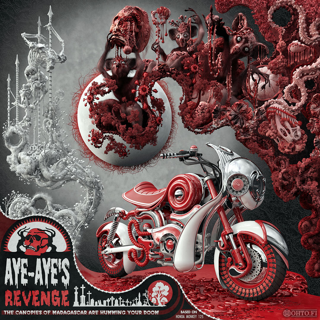 Aye-aye's Revenge, a motorcycle concept made with 3ds Max and ZBrush.