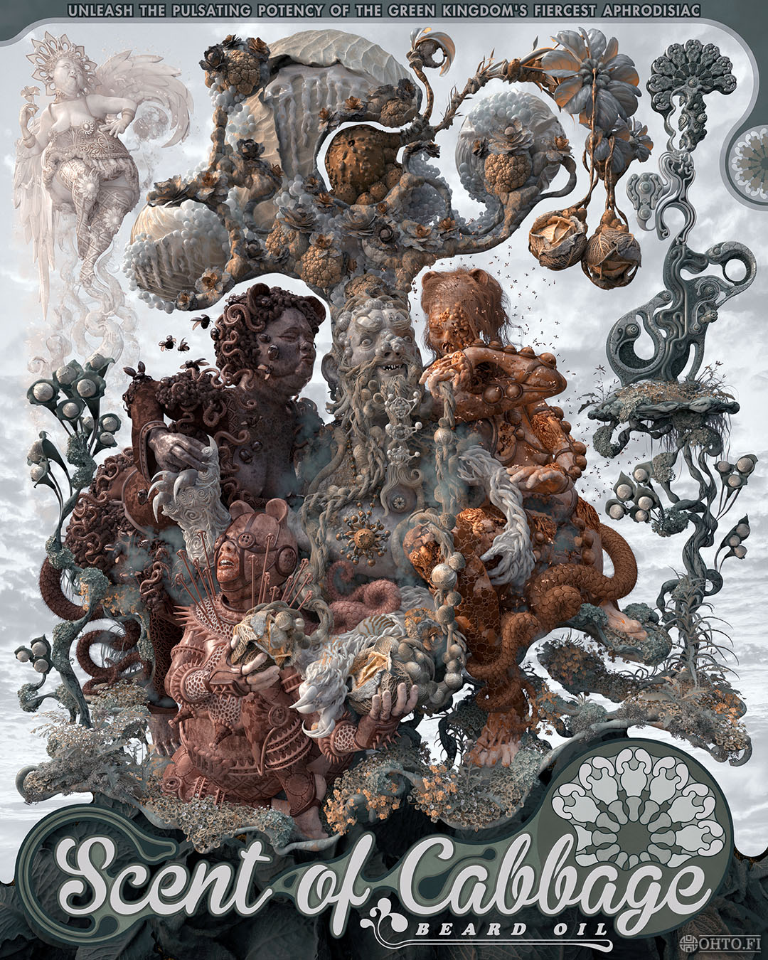 Scent of Cabbage, a poster for an imaginary beard oil, made with 3ds Max and ZBrush. Part one.