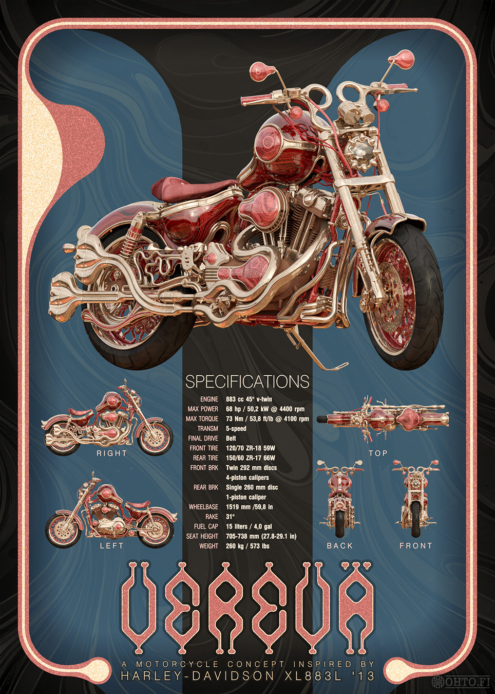 Verev�, a motorcycle concept with a vampiric theme.