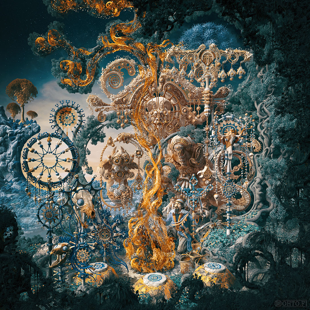 The Invoking, a 3D illustration about the lore behind a pair of silver cuflinks, made with 3ds Max and ZBrush.