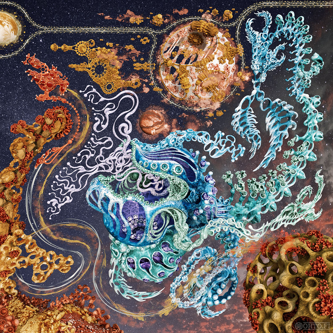 Rural Space Fishing, a 3D illustration about fishing at edge of cilization, made with 3ds Max and ZBrush.