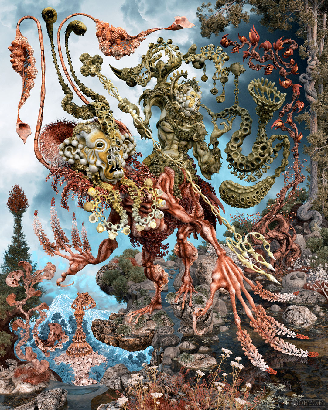 Ruffs Survived the Apocalypse, a 3D illustration about rather heavily mutated bird, made with 3ds Max and ZBrush.