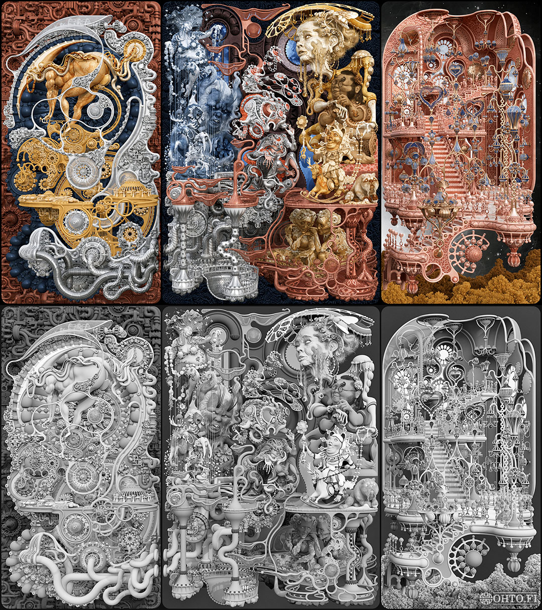 Your Human is so Talented, a 3D illustration about AI entities and their human pets, made with 3ds Max and ZBrush.