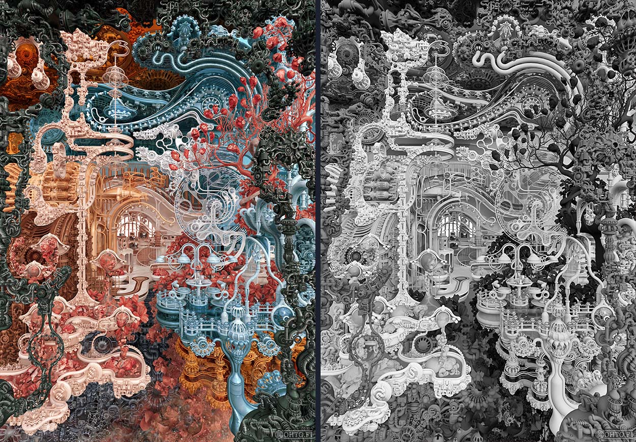 Flesh for Aeons, a 3D-illustration of a self-sufficient underground bunker, made with 3ds Max.