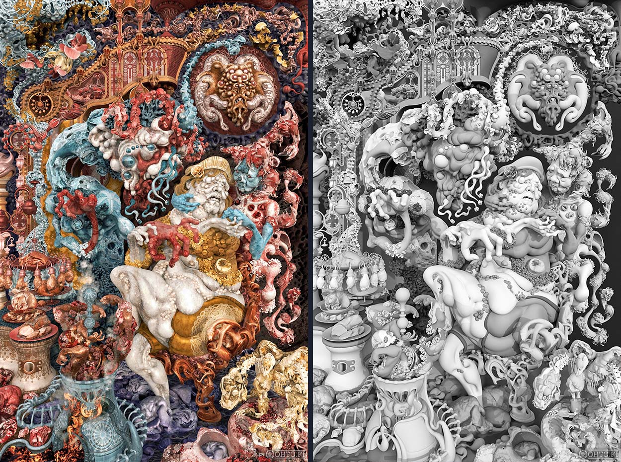 Luther's Night Eating Syndrome, a 3D-illustration about Luther's Night Eating Syndrome, made with 3ds Max and ZBrush.